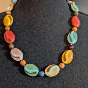 Vintage Mid Century Modern Chunky Resin Bead Necklace Atomic Pebble Statement